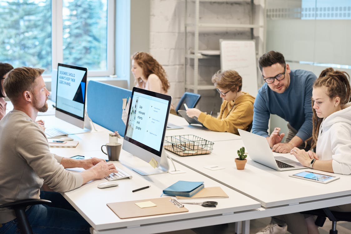 Team collaboration in modern office